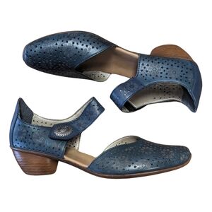 Rieker Shoes Navy Blue Ankle Strap Heel Mirjam size 39